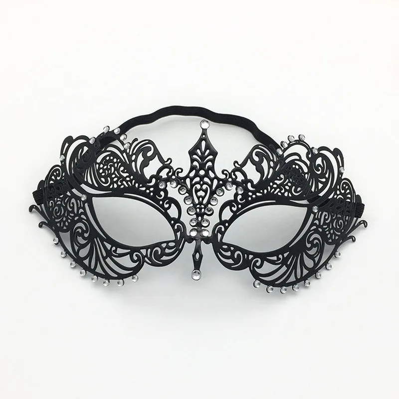 Luxury Silver Men Women Lovers Couple Venetian Party Masks Black Metal Laser-cut Costume Shows Wedding Masquerade Mask Set