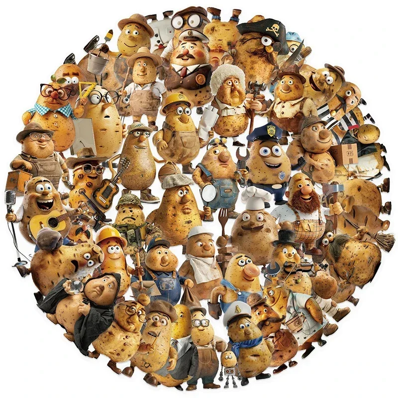 Funny Potato Meme Stickers Pack, Transparent PET Decals, Cute Cartoon Potato Workers Stickers Journal Scrapbook Water Bottles