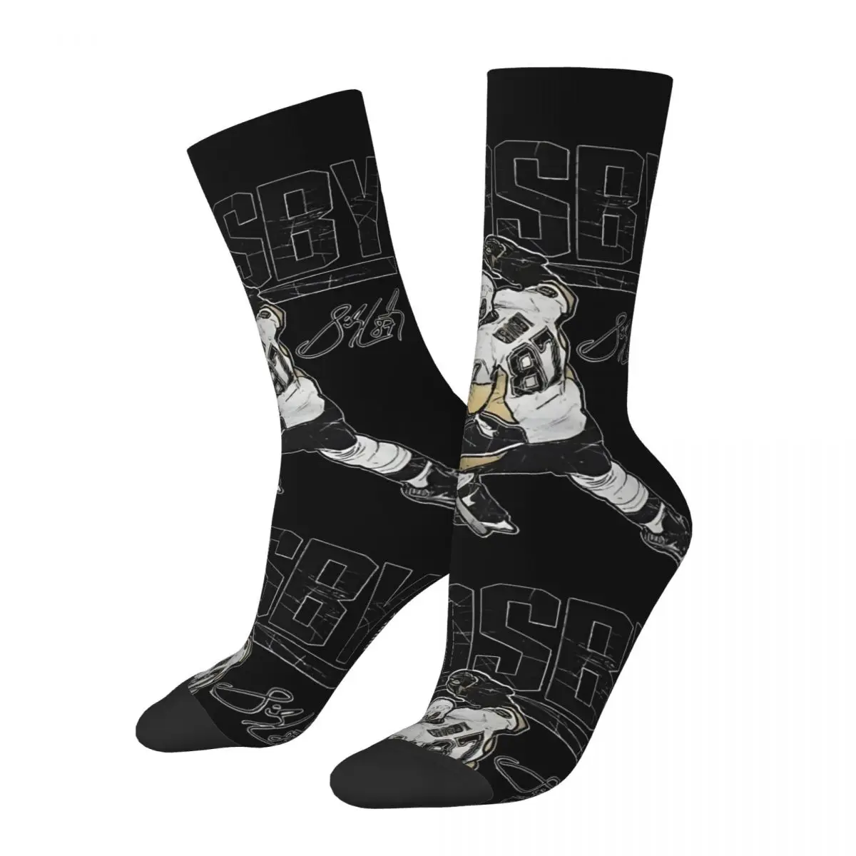 Vintage For Pittsburgh Penguins Fans Men's compression Socks Unisex Sidney Crosby Street Style Pattern Printed Novelty Crew Sock