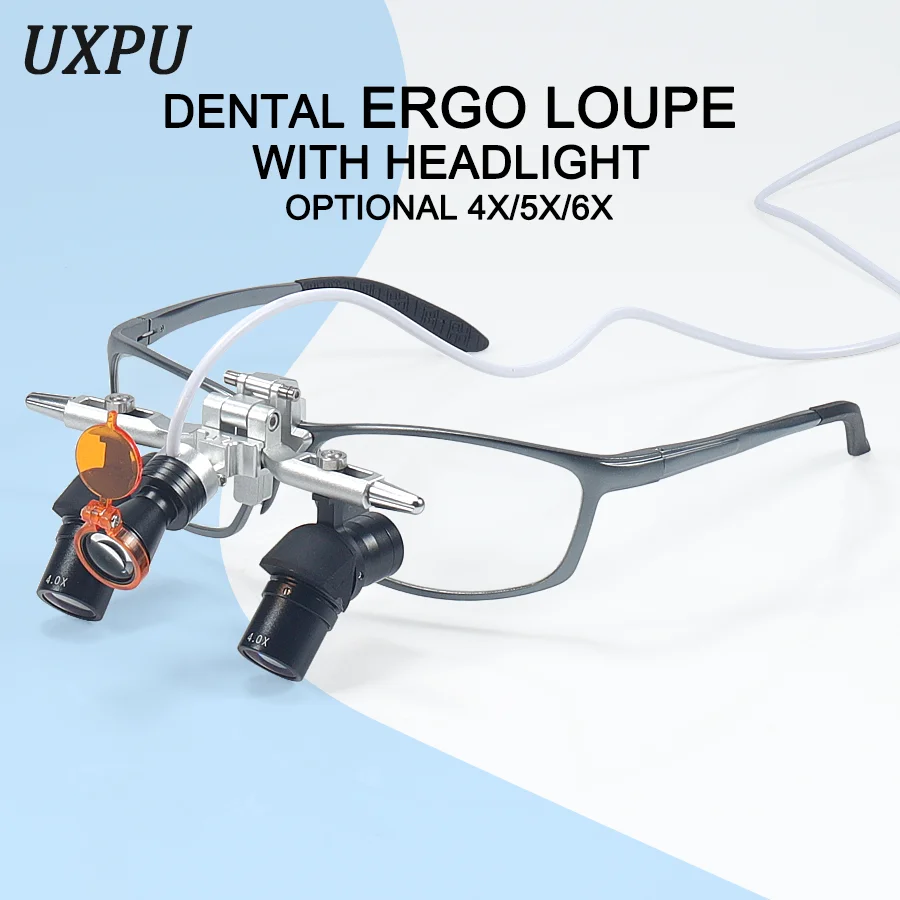 

Dental Ergo Loupe Ear Nose and Throat Orthopedic Magnifier Eyewear Ergo Loupe with 5W LED Light Optional 4X/5X/6X