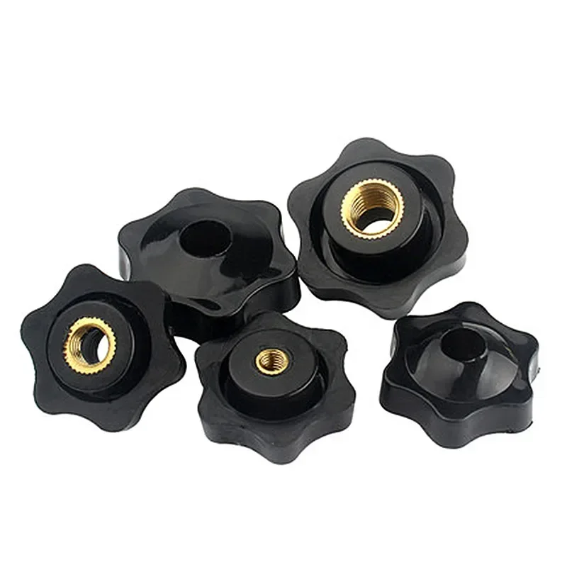 5pcs Plum Hand Tighten Nuts M4 M5 M6 M8 M10 M12 Plastic Nylon Blind Hole 7 Star Thumb Nut Clamping Knob Manual Nut
