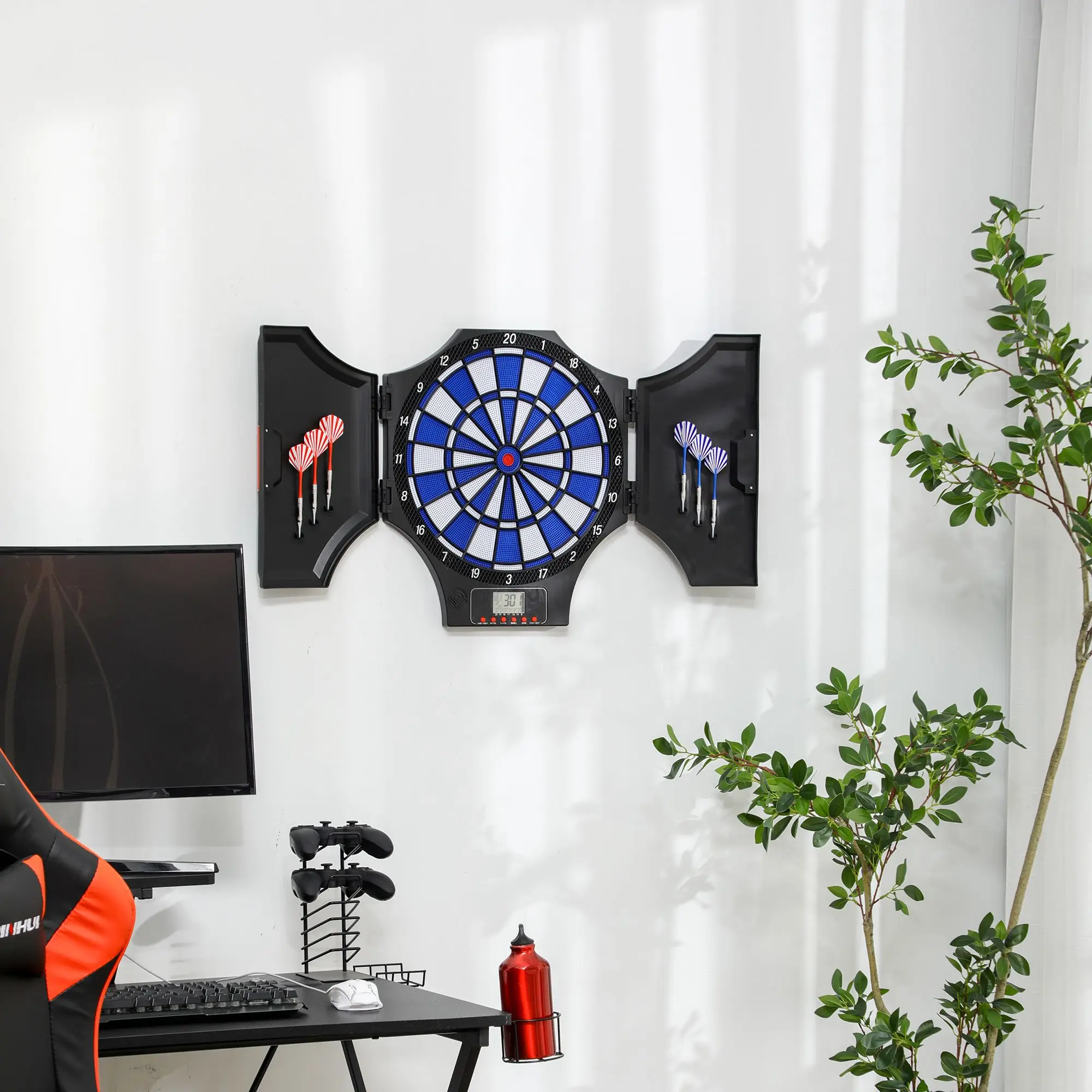 SPORTNOW Diana Electrónica Plegable con 31 Juegos para 8 Jugadores 83x45x4 cm