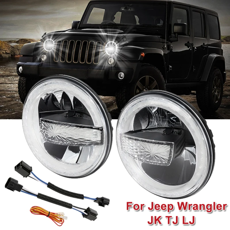 

7 Inch Round LED Headlights with Low/High Beam Daytime Running Light for Jeep Wrangler JK TJ LJ