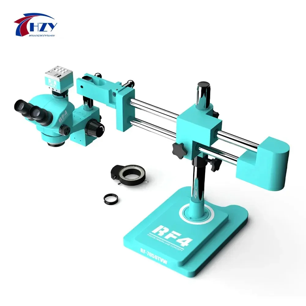 

RF4 RF7050TVW RF-2KC2 Stereo Trinocular 7-50X 2K FHD camera microscope RF7050TVW Double-arm Boom Stand
