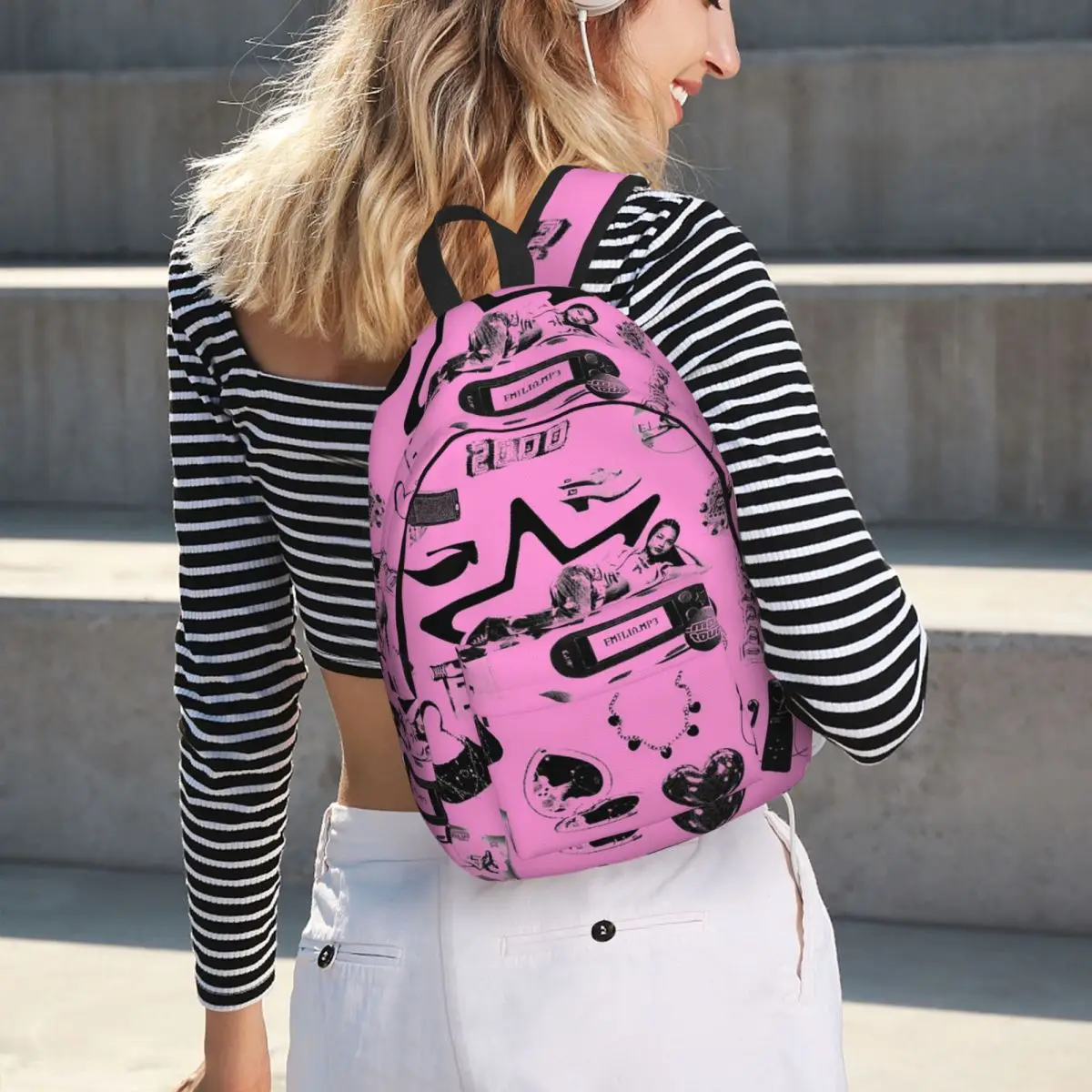 Emilia Mernes Y2k Elements Student Backpack School Bag Hiking Travel Daypack for Men Women Bookbag Shoulder Bags