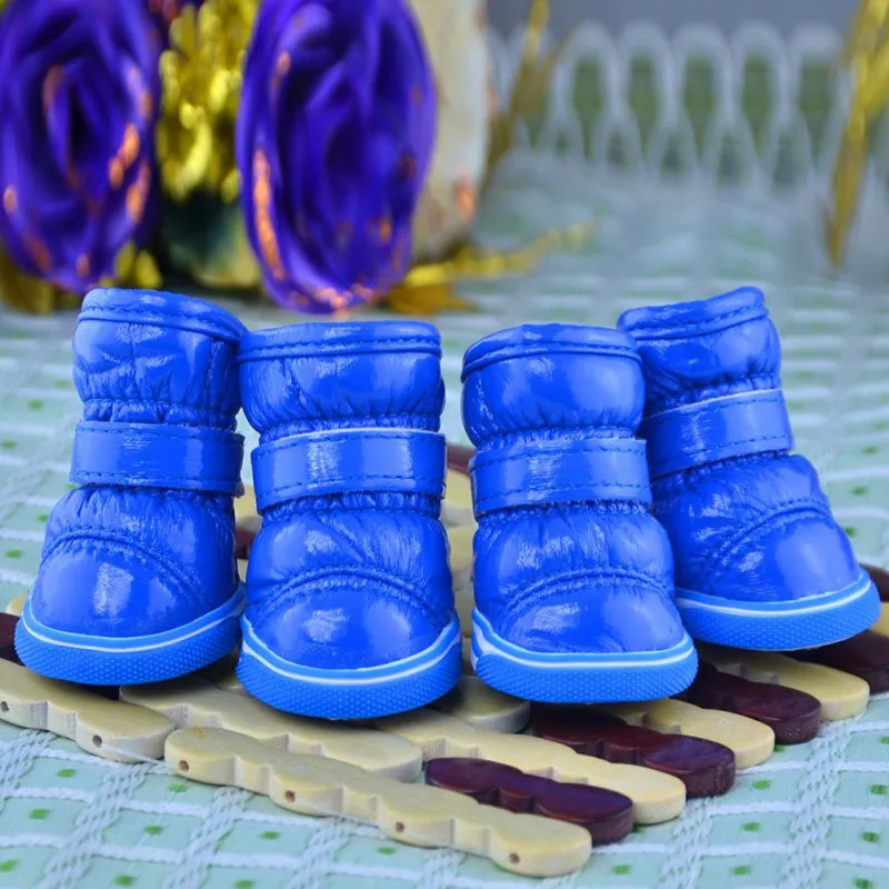 4 Teile/sätze Winter Hund Wasserdichte Regen Schuhe Für Kleine Hunde Warme Fleece Welpen Haustier Schuhe Hund Schnee Stiefel Chihuahua Yorkie Teddy Sho – Detail 1