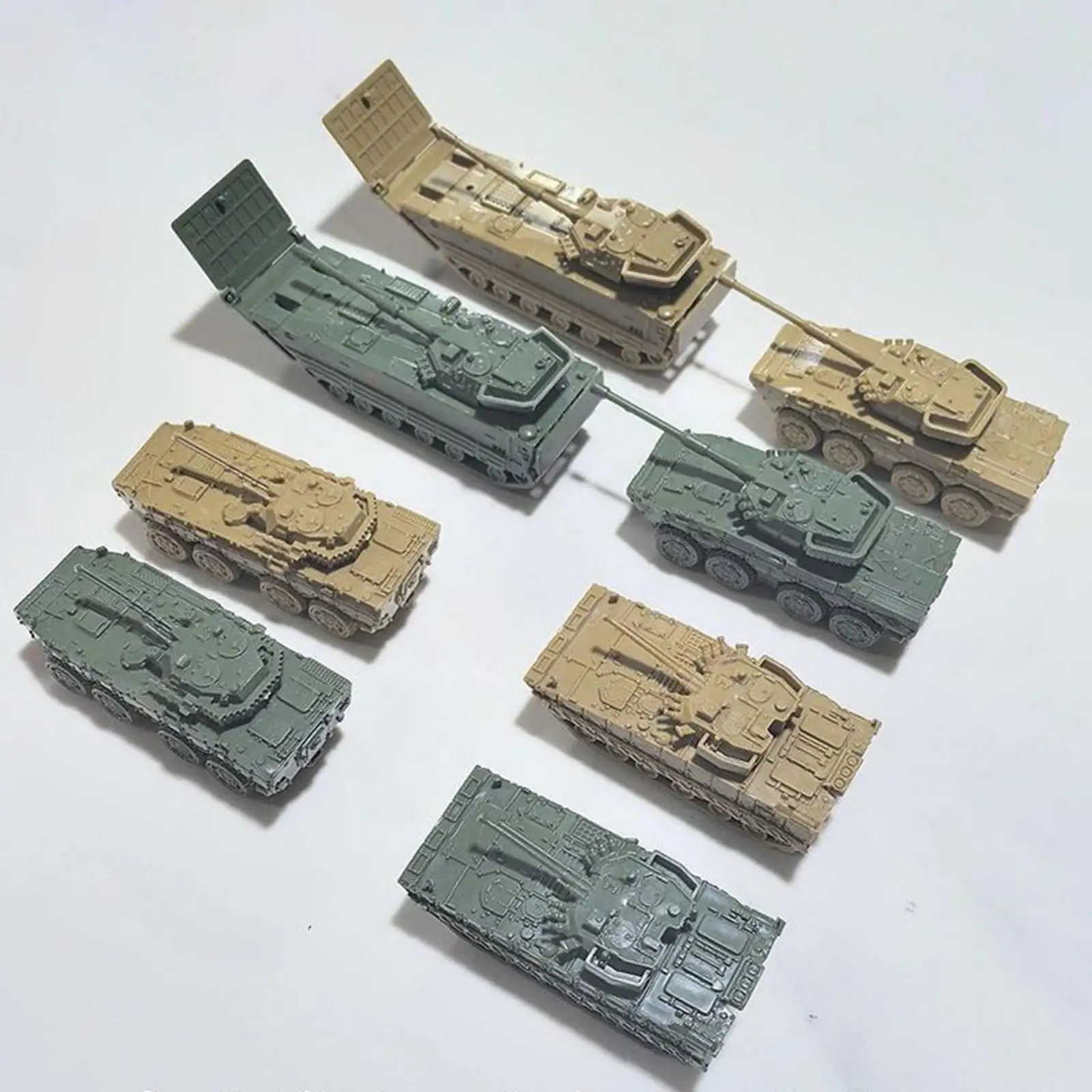 

8Pcs Tank Model Toy Building Kit DIY Assembly 1:144 Scale Ornaments Tabletop Decoration Puzzles Armored Vehicles for Children