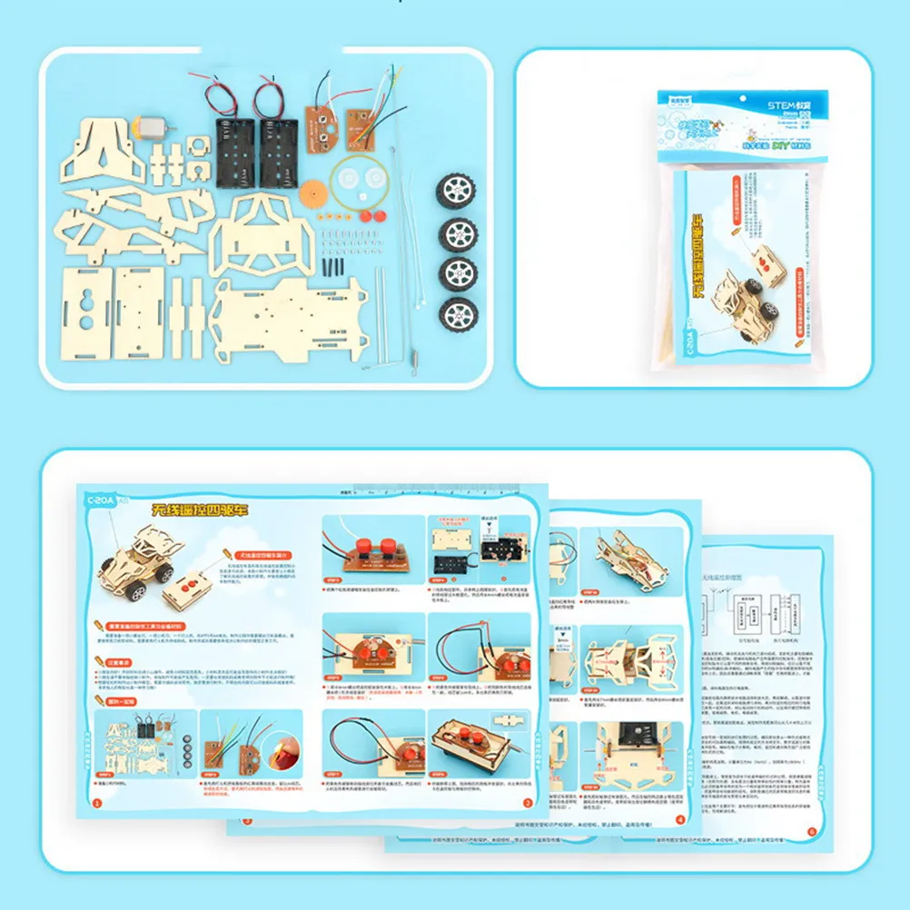 

1 Set Rechargeable Remote-Controlled Sports Car DIY Assembly Wooden Package Lightweight Portable Racing Car for Kids Boys