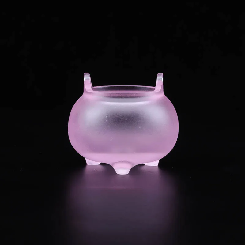 Glass Small Tripod Incense Mini Blue White Pink Aromatherapy Burner for Buddha Supplies Buddhist Hall Ten
