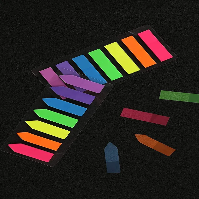 140Pcs Sticky Notes Flags 7 Color Arrowhead Tabs Index Flag Bright Page Index Stickers Translucent Page Makers for Page Bookmark