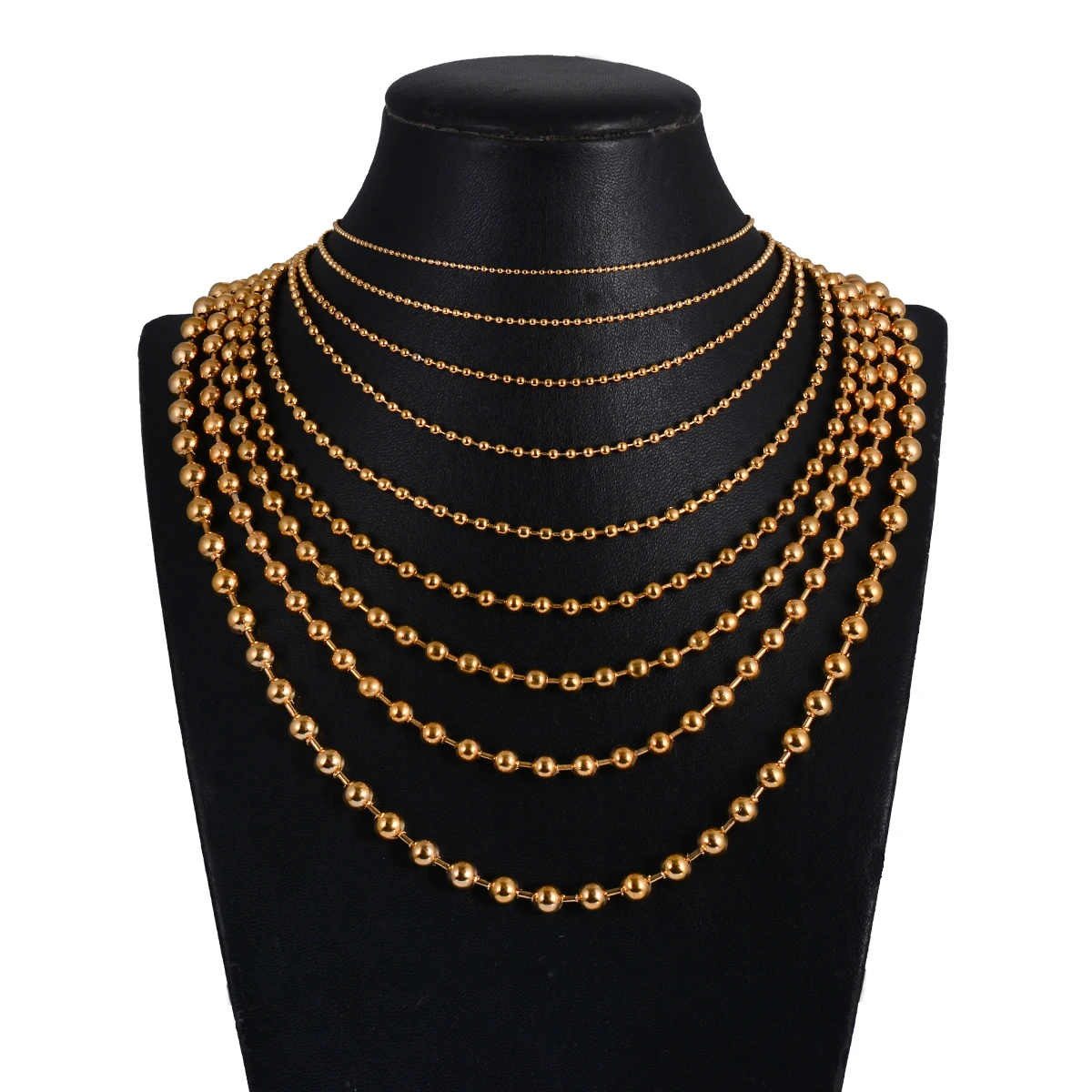 1 قطعة واسعة 1.2-6 مللي متر الذهب 18 كيلو مطلي الفولاذ المقاوم للصدأ الكرة سلسلة قلادة ل قلادة أو الكلب العلامات سلاسل صنع المجوهرات دروبشيبينغ