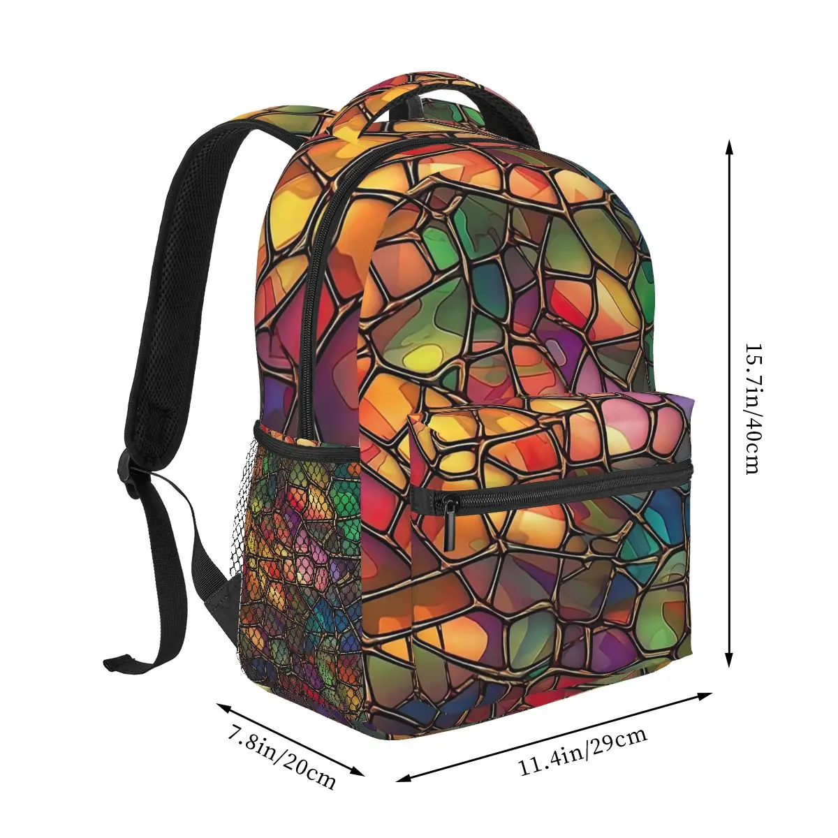 Abstract Stained Glass Tree Design Backpack Student Boys Girls BookBag Kids School Bag Computer Shoulder Bags for Men Women