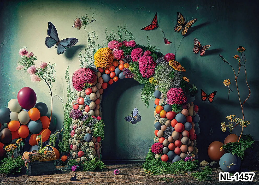 꽃 배경 나비 꽃 동화 소녀 생일 파티 장식 배경 사진, 아기 아이 사진 촬영 배너