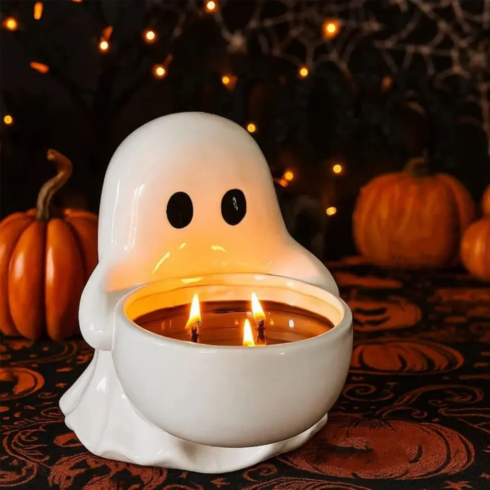 

Resin Halloween Ghost Candlestick Cartoon Spooky Ghost Halloween Ghost Candle Holder Gothic Decorative