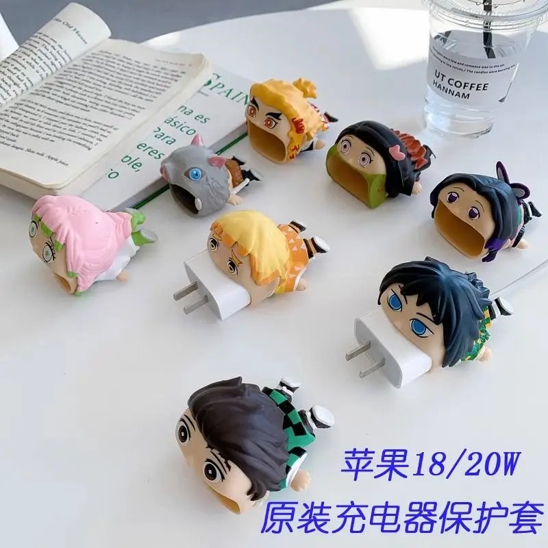 

Demon Slayer's Blade peripheral accessories charger data cable protection Tanjiro model ornament cartoon anti-bone line device