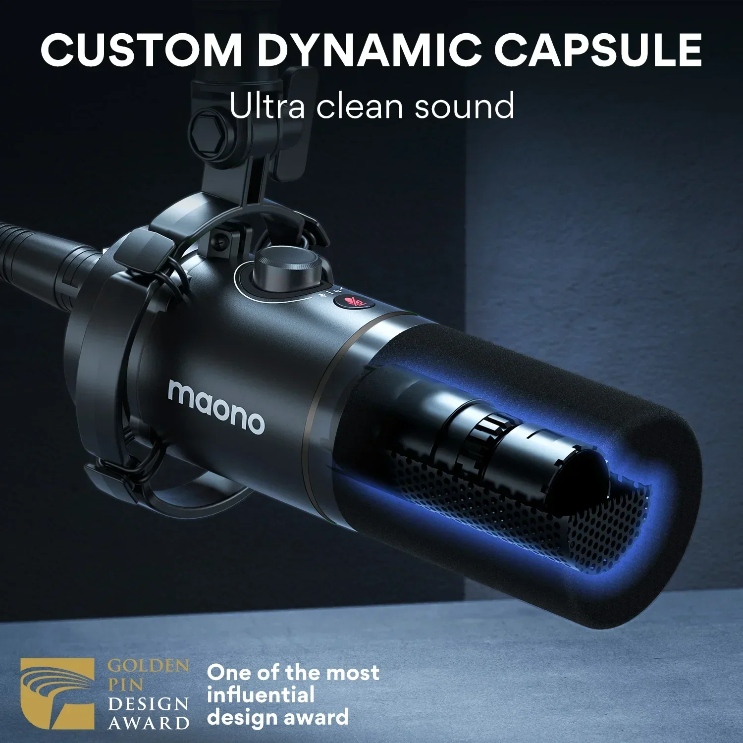 Maono XLR\USB Dynamic Microphone For Gaming Recording Streaming Youtube Metal Mic With Software Tap-to-Mute Gain Knob PD200X