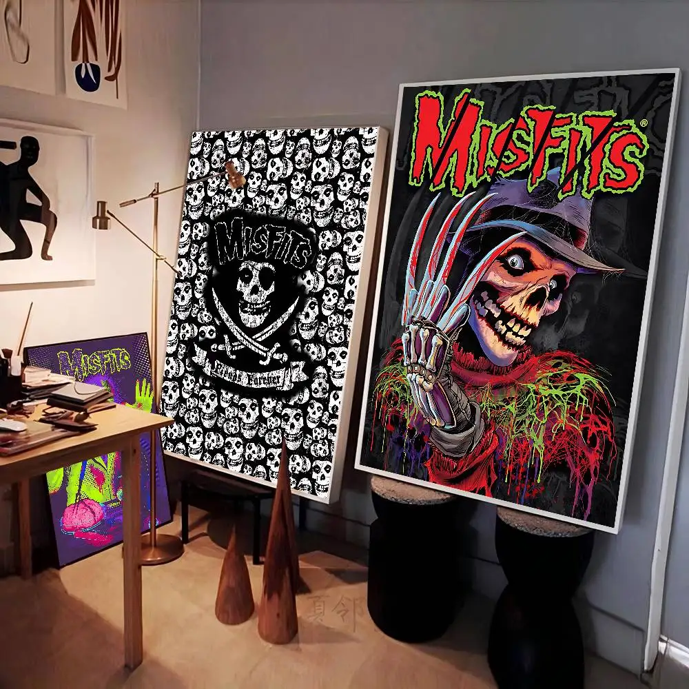 M-Misfits Rock Band Self-adhesive Art Poster Fancy Wall Sticker for Living Room Bar Decoration Vintage Decorative Painting