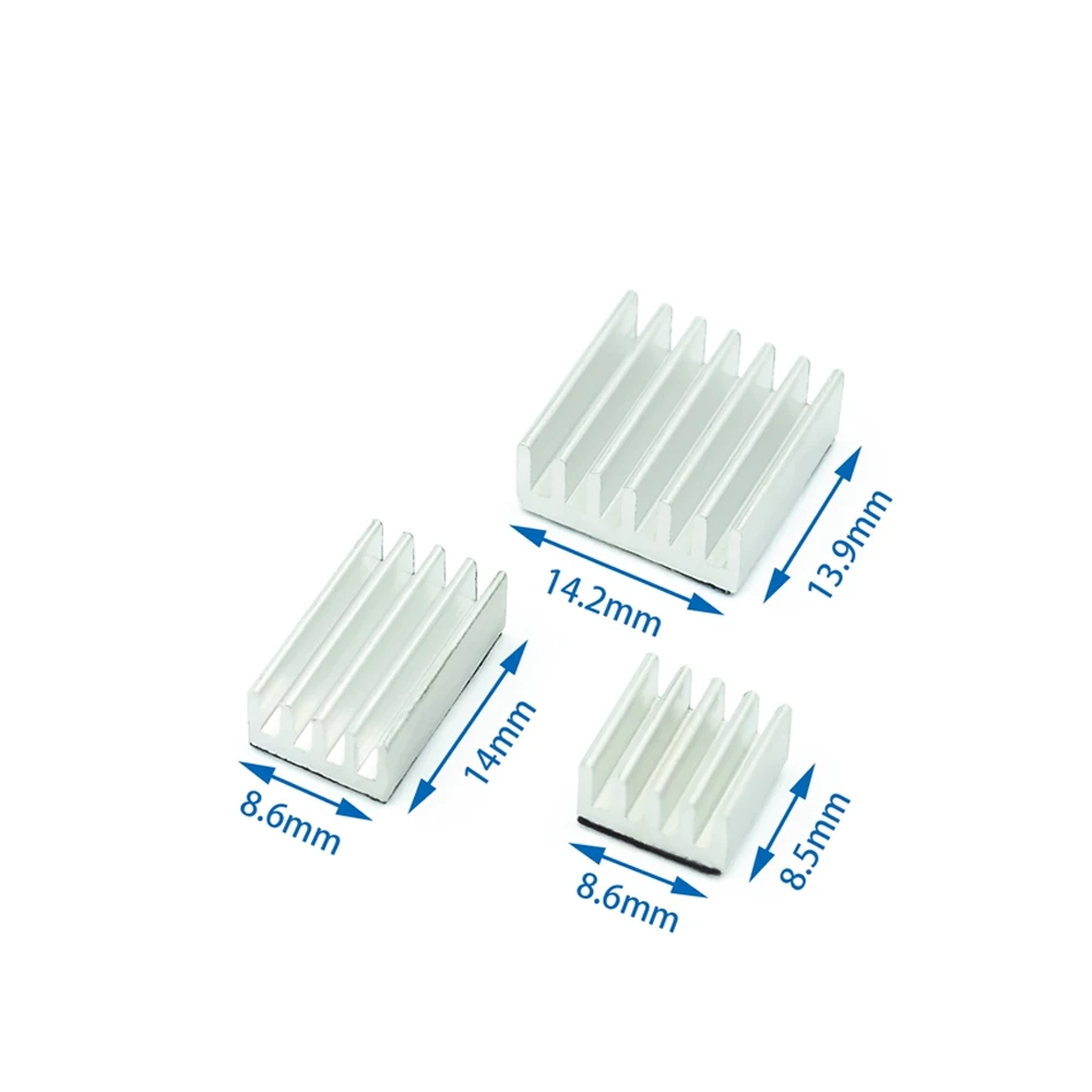 Kits 3 Stuks Heatsink Thermische Raspberry Pi 4B Kleur Geanodiseerd Zilver Lijm