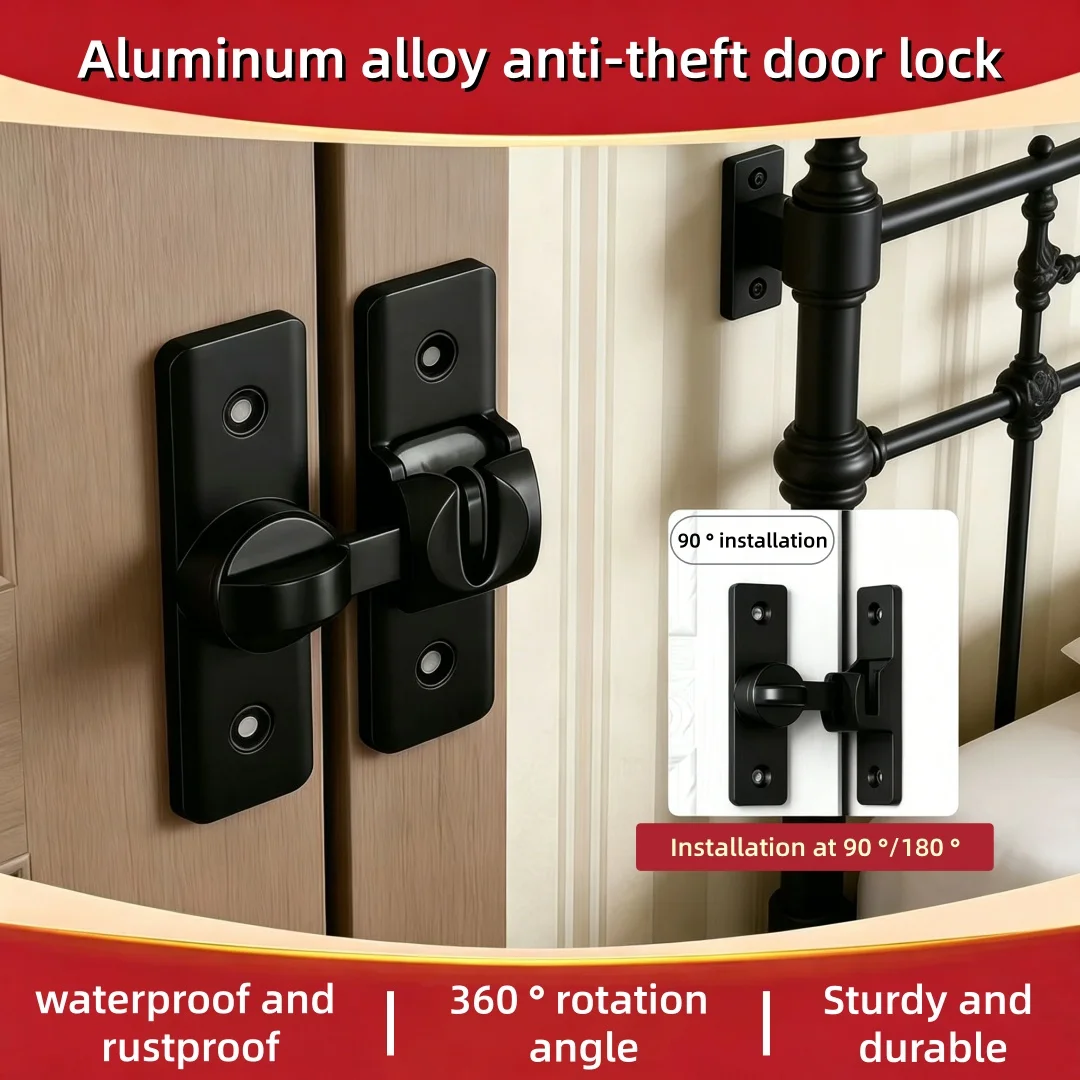 Barn Lock - Privacy Protection Sliding Lock, Safe Sliding Lock for Barns, Cabinets, Bathroom, Garage, Garden, Windows