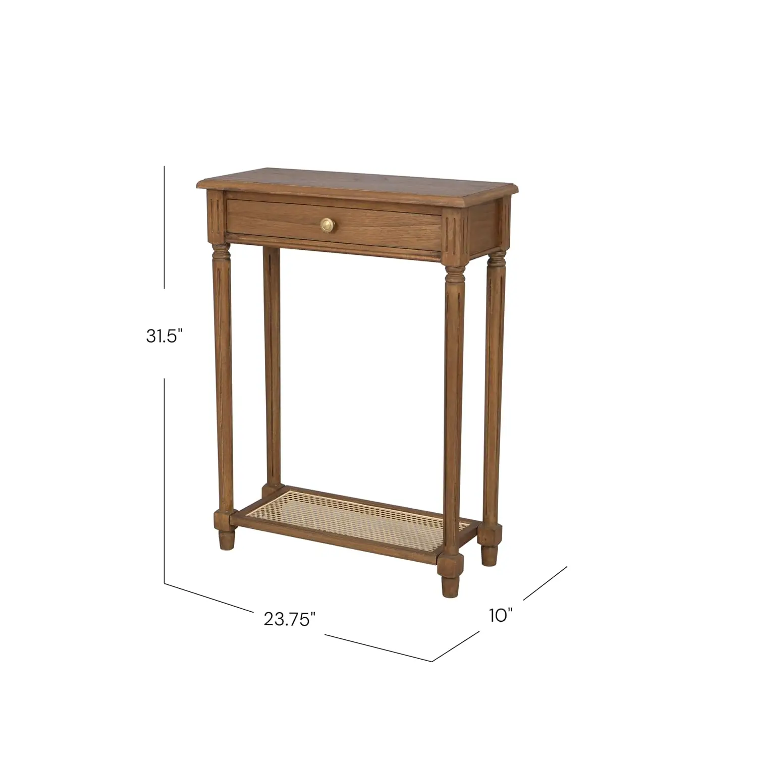 Narrow Console Table With Storage & Cane Shelf, Solid Wood Entryway Table For Hallways & Small Spaces, Customized