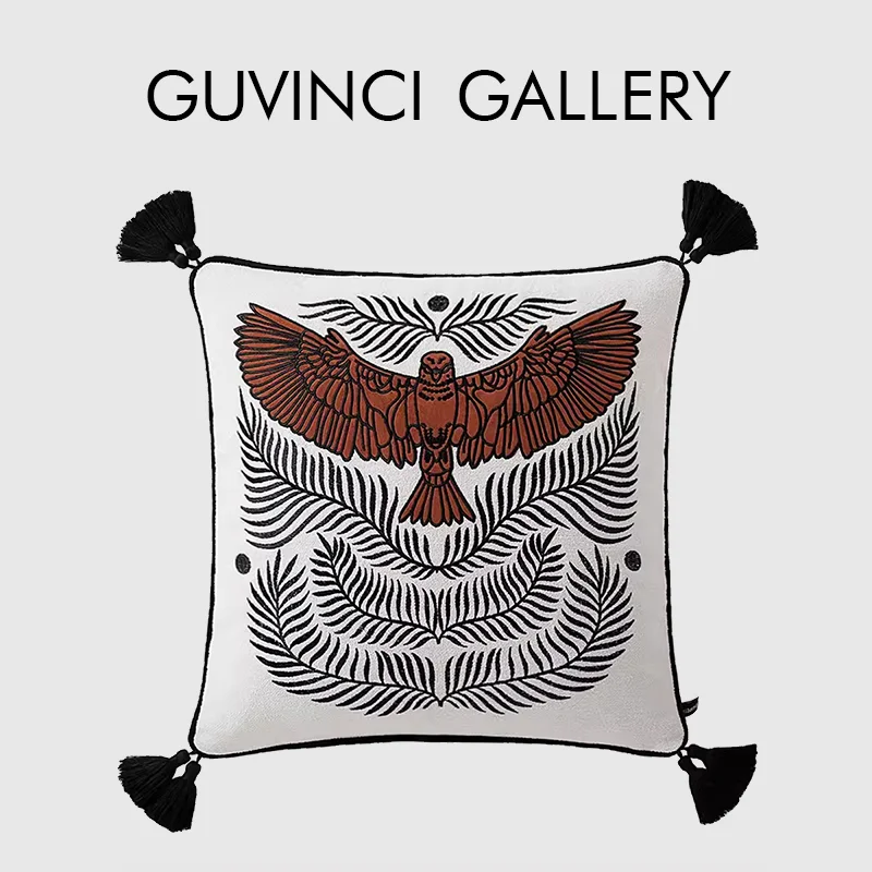 

GUVINCI Monaco Tribe Style A Creeping Panther Heavy Embroidered Cushion Cover Distinctively Design Pillow Case For Hotel Villa