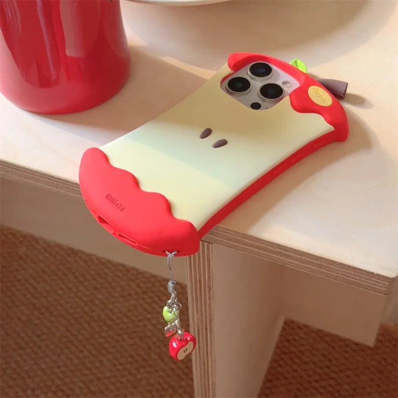 مضحك لطيف أبل الأساسية سيليكون جراب هاتف آيفون 16 برو 13 15 14 12 برو ماكس للصدمات حالات غطاء مع قلادة Kawaii Funda