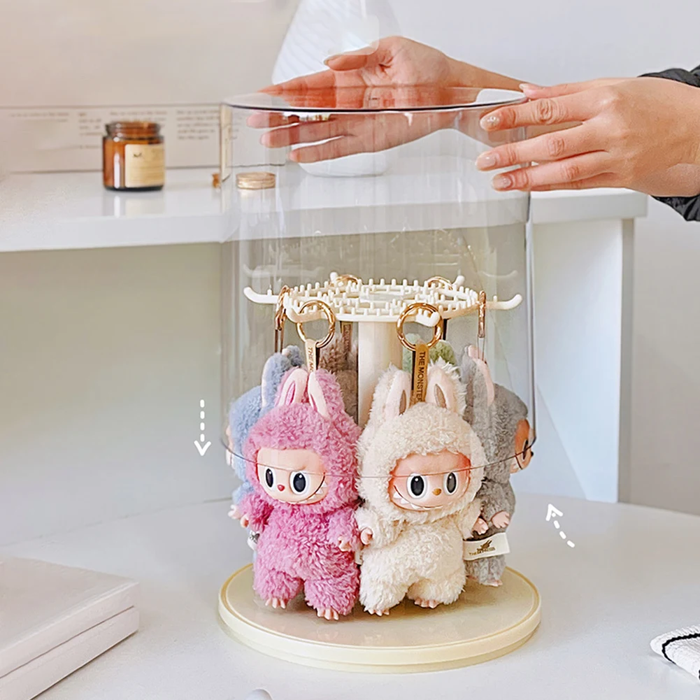 

Transparent Plush Doll Display Case with Cover For Labubu Rotating Plush Pendant Display Box Storage Display Rack Gift Decor ﻿