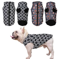 Autumn Winter Dog Jacket Coat for Small Medium Dogs Cats Windproof Puppy Print Two-Legged Clothes Bulldog Chihuahua Pet Outfits