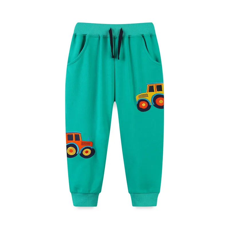 

Jumping Meters 2-7T Boys Pants Full Length Drawstring Cars Embroidery Baby Trousers Autumn Spring Winter Children Long Pants
