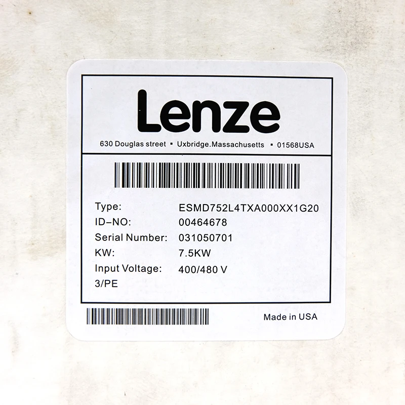 Brand New Lenze ESMD752L4TXA AC Plastic Servo Inverter for Conveyor Pump Fan Mixer PLC Programmable Industrial Automation