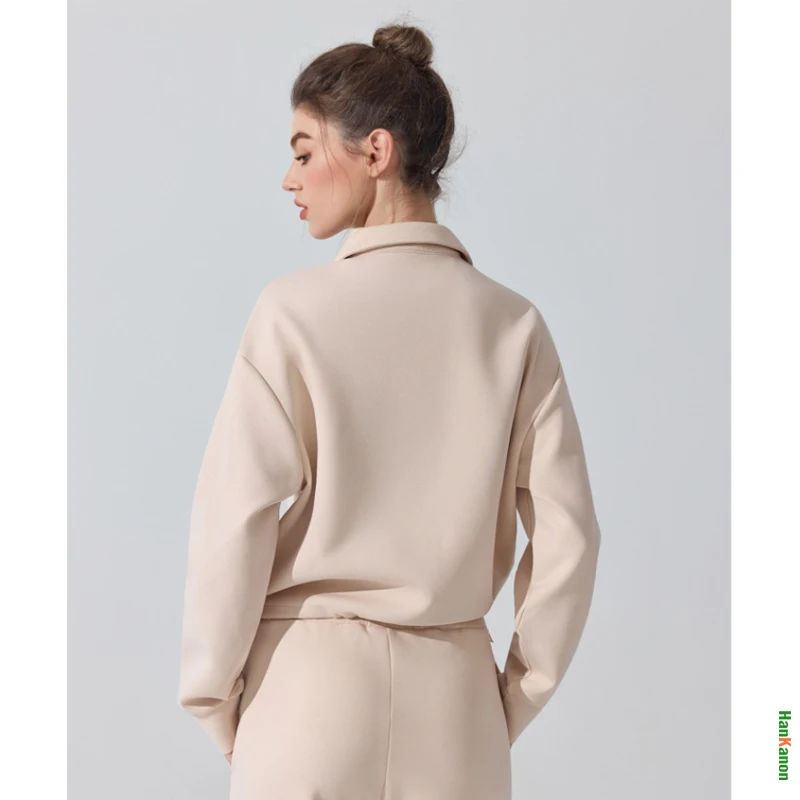 Women's Autumn/Winter Polo Sweatshirt: Versatile Long Sleeve Top for Casual & Athletic Wear, Fitness/Yoga