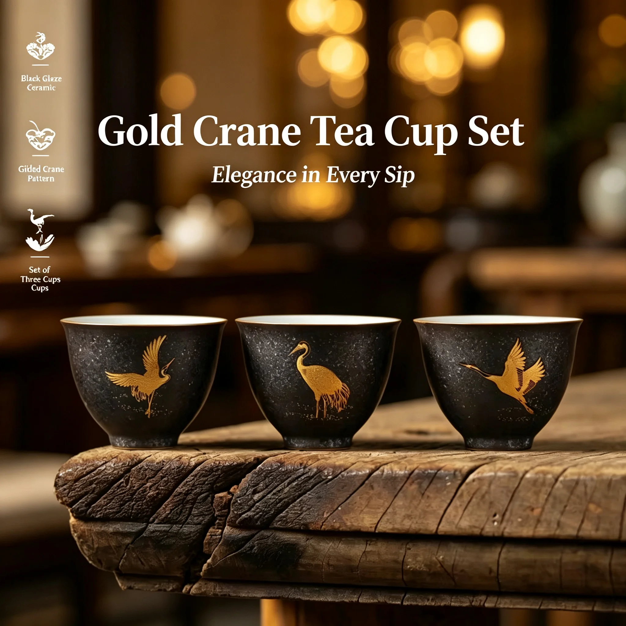 Handmade Kin Tsuru Ceramic Tenmoku Glaze Kiln Change Tasting Cup Master Tea Cup Kung Fu Tea Set Home Office Gift Box