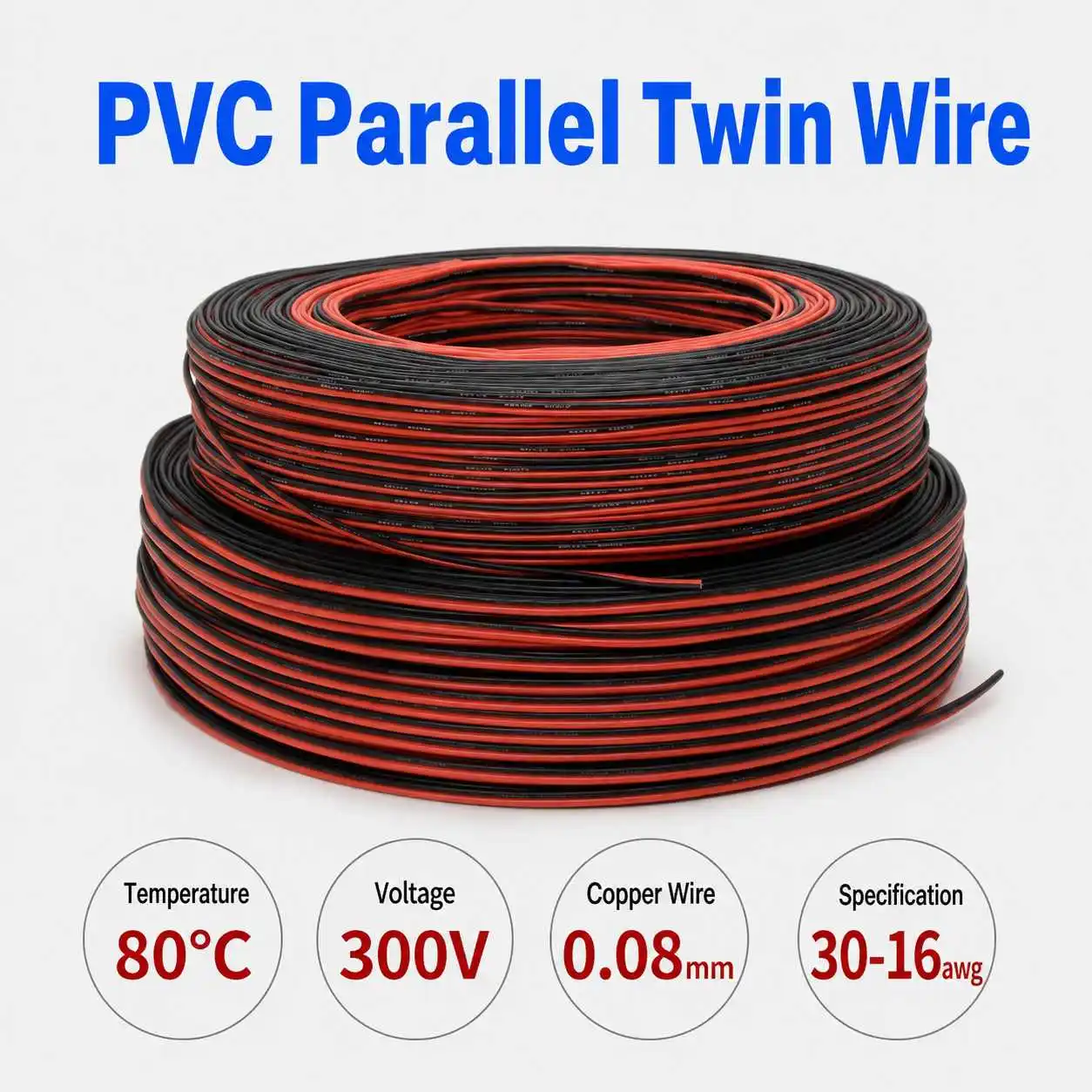 10M UL2468 Verlängerungskabel aus verzinntem Kupfer für RGB-LED-Streifen, erhältlich in 16-30 AWG, isoliertes PVC, rot, schwarz