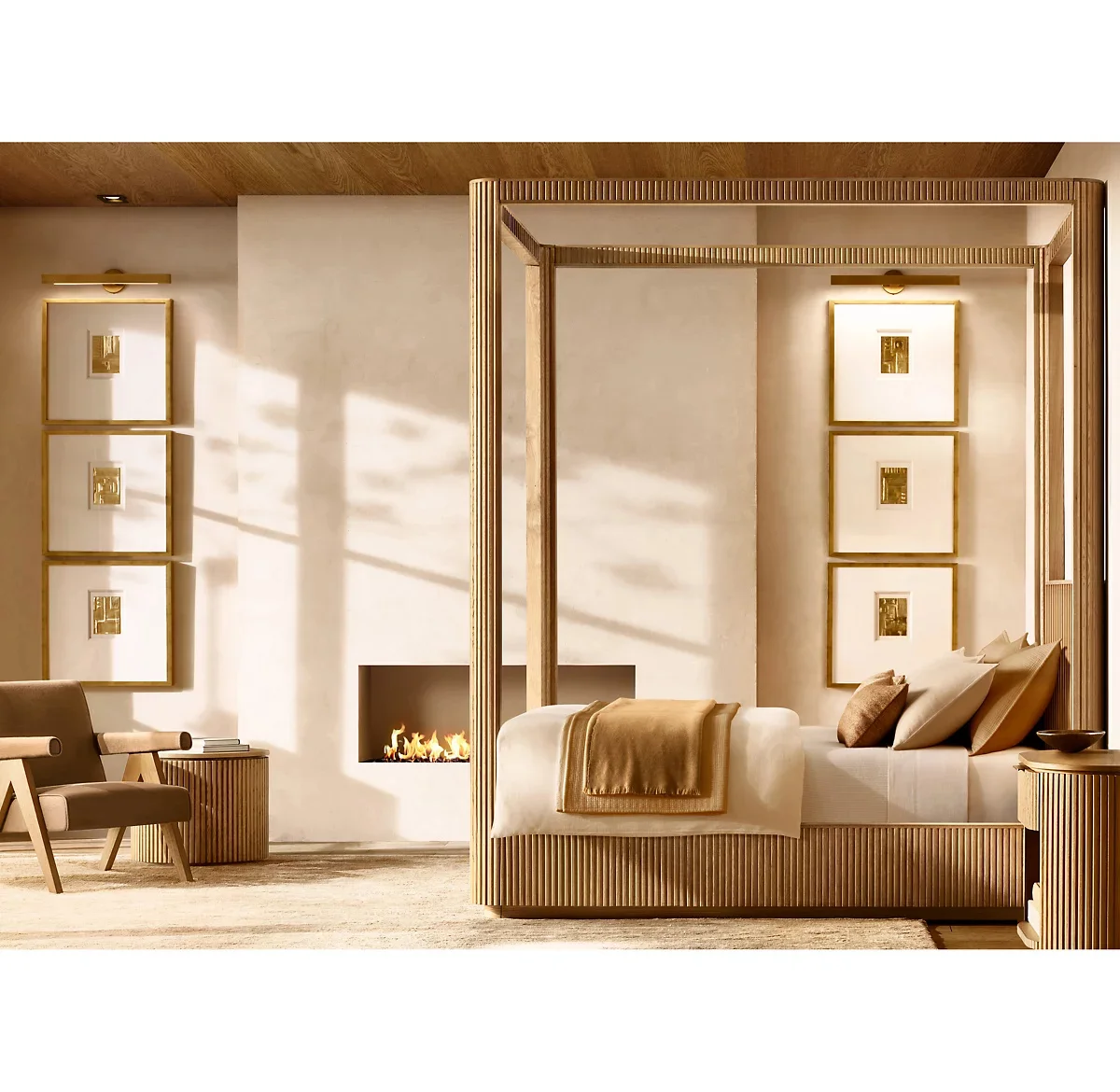 Interior furniture Luxury style Solid wood lining and veneer Round living room side table
