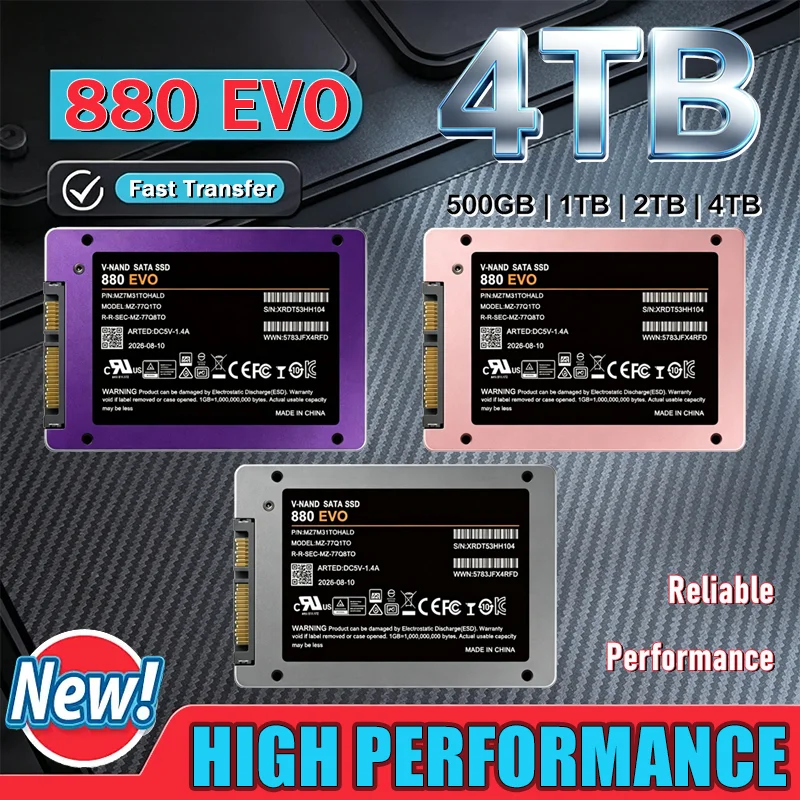 880 EVO Original 2.5" SATA3 SSD Internal Solid State Drive 500GB/1TB/2TB/4TB Hard Disk Solid State Drive For Laptop & Desktop PC
