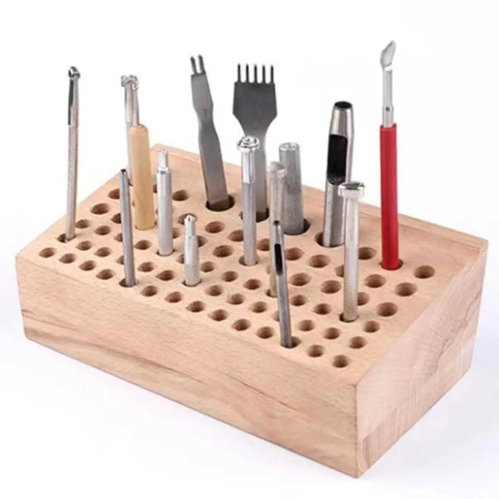 Leather Working Tool Storage Leathercraft Tool Storage 46 Holes Stand Leather Tool Holder for Punch Tools Tweezers Hand Work