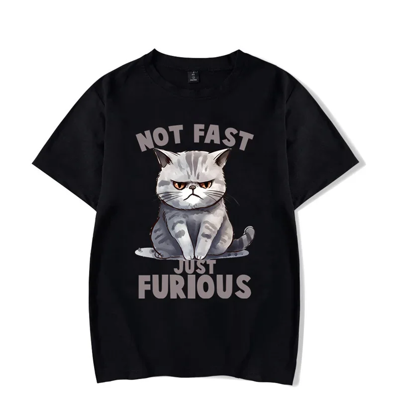 Not Fast Just Furious Graphic Tshirt Funny Crazy Cat Tshirt Fashion Harajuku T-shirt Oversized Men Brand T-shirt Hip Hop Tshirt