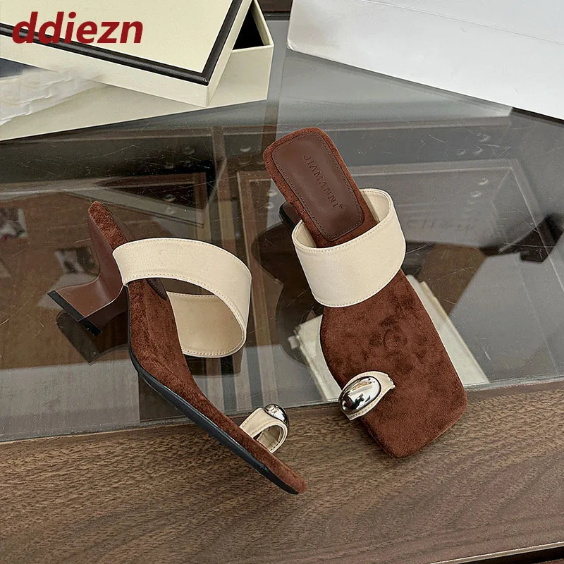 

Женские модные металлические туфли-лодочки, женская обувь на высоком каблуке, женская обувь с квадратным носком, женские шлепанцы на мелком каблуке, сандалии, шлепанцы