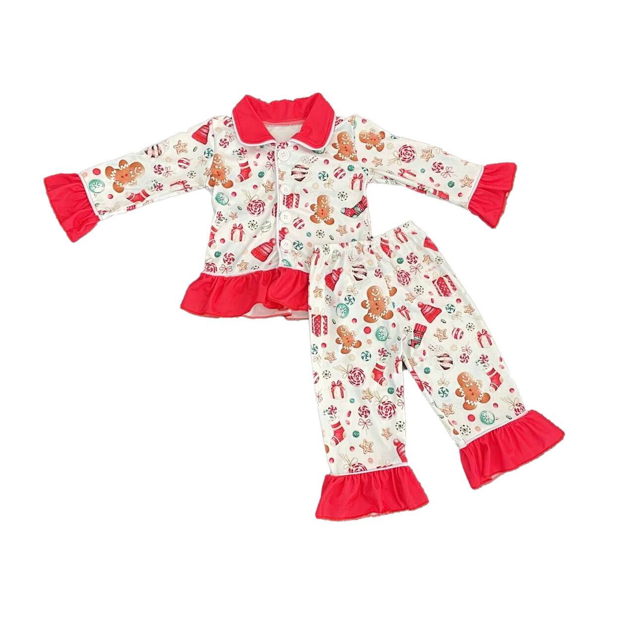 Girls Boutique Christmas Sleepwear Clothing Kids Christmas tree gingerbread Pajamas Outfit Wholesale Boys Pyjamas Sets image 4