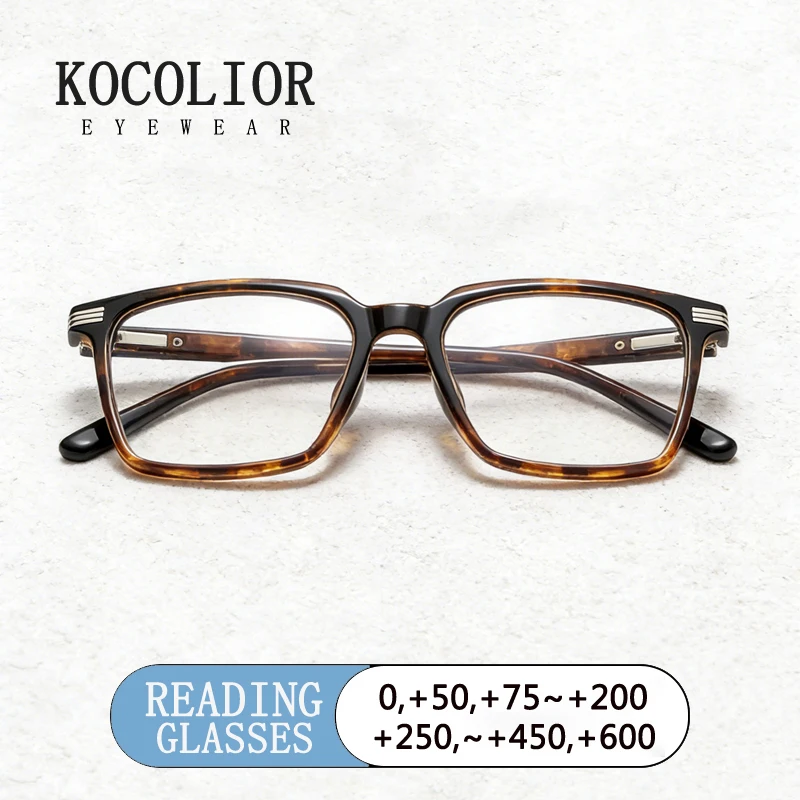 KOCOLIOR Ultralight TR90 Retro Business Reading Glasses Men Anti Blue Light Presbyopic Optical Prescription Customized Eyewear