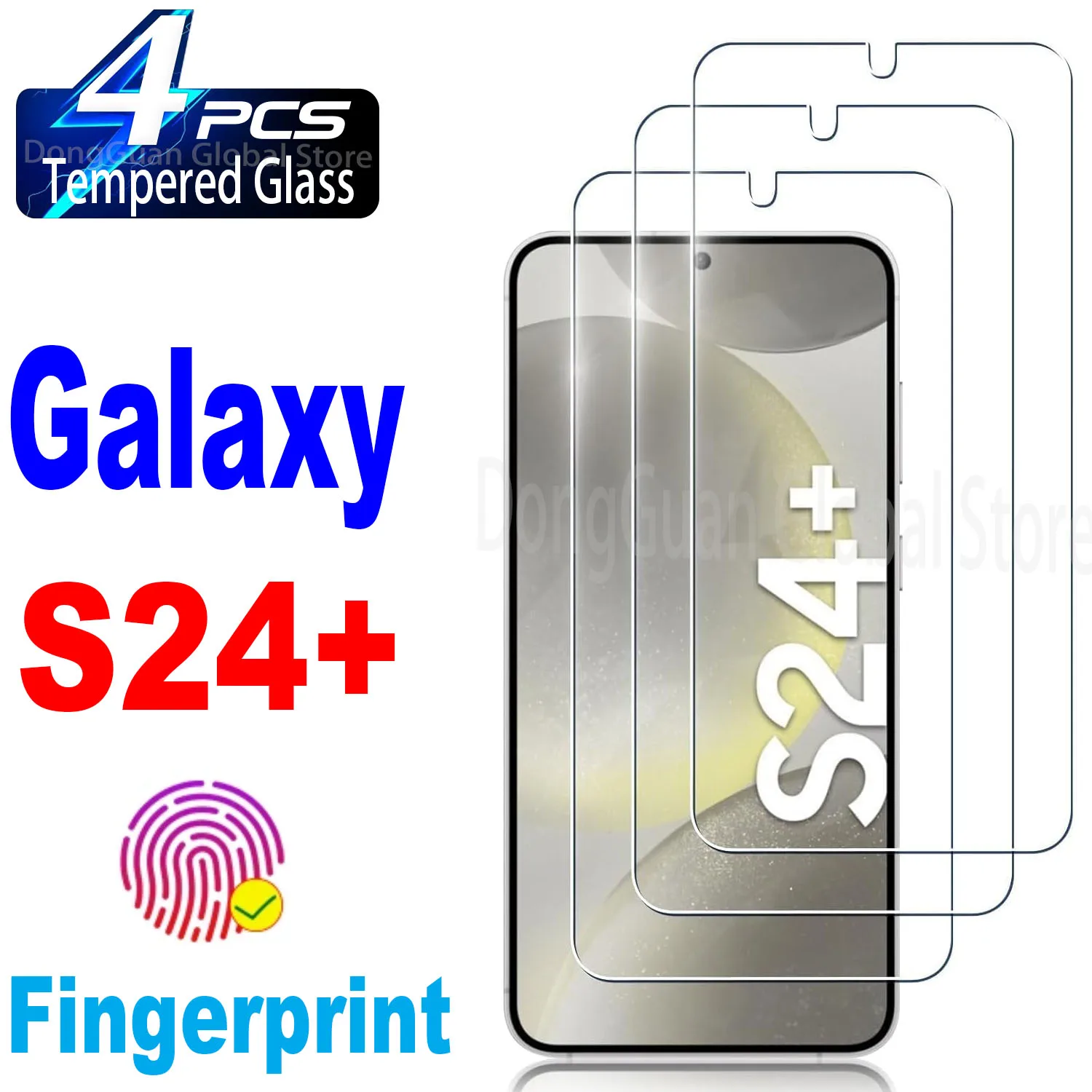 

1/4Pcs 0.2mm Tempered Glass For Samsung Galaxy S24+ S24Plus Fingerprint Unlock Screen Protector Glass Film
