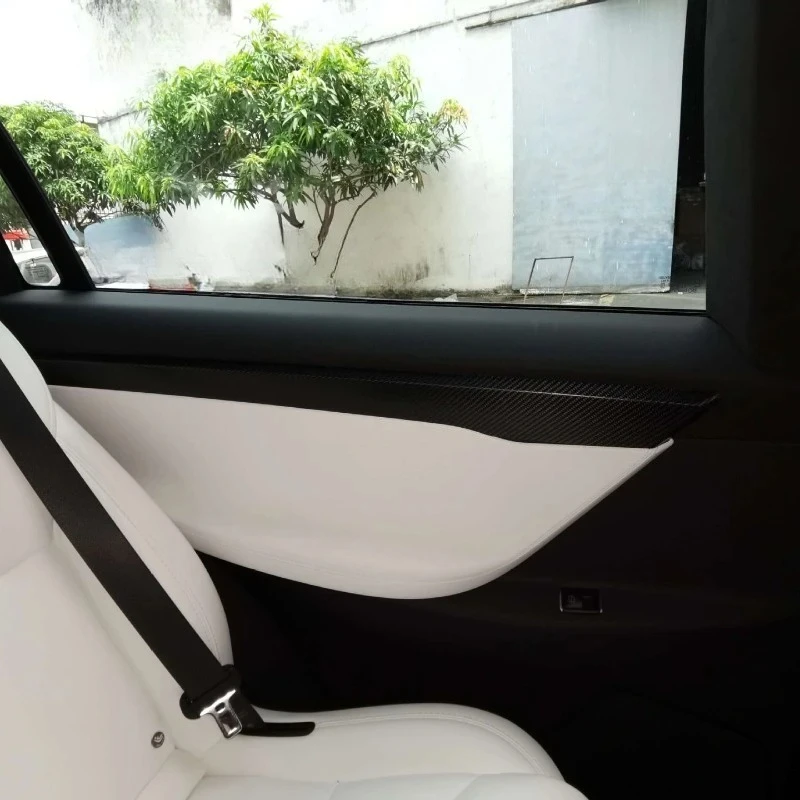 

Для Tesla Model X Real Dry дверные накладки из углеродного волокна, матовые внутренние украшения, модификация дверных панелей 2014-2020, аксессуары