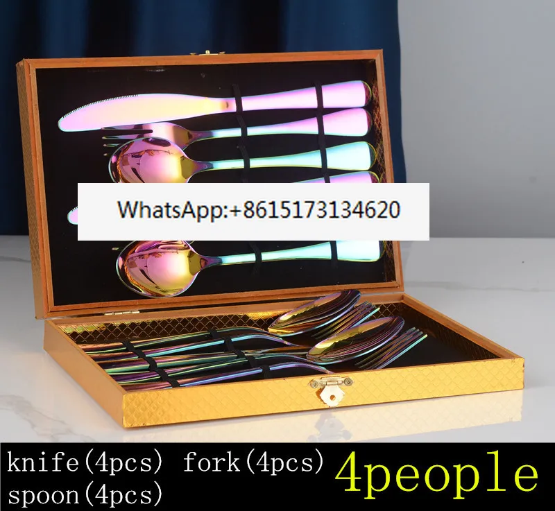 Stainless steel 1010 Symphony Western food tableware, steak, knife, fork and spoon 24-piece set, light luxury gift set