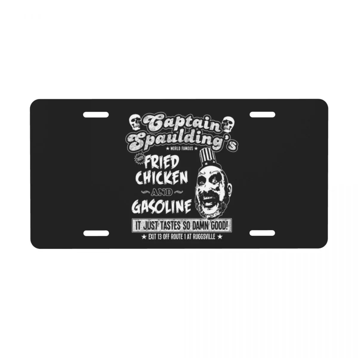 Customized Captain Spaulding Logo Decorative Metal License Plate House of 1000 Corpses Aluminum Car Front Vanity Tag 12x6 Inch