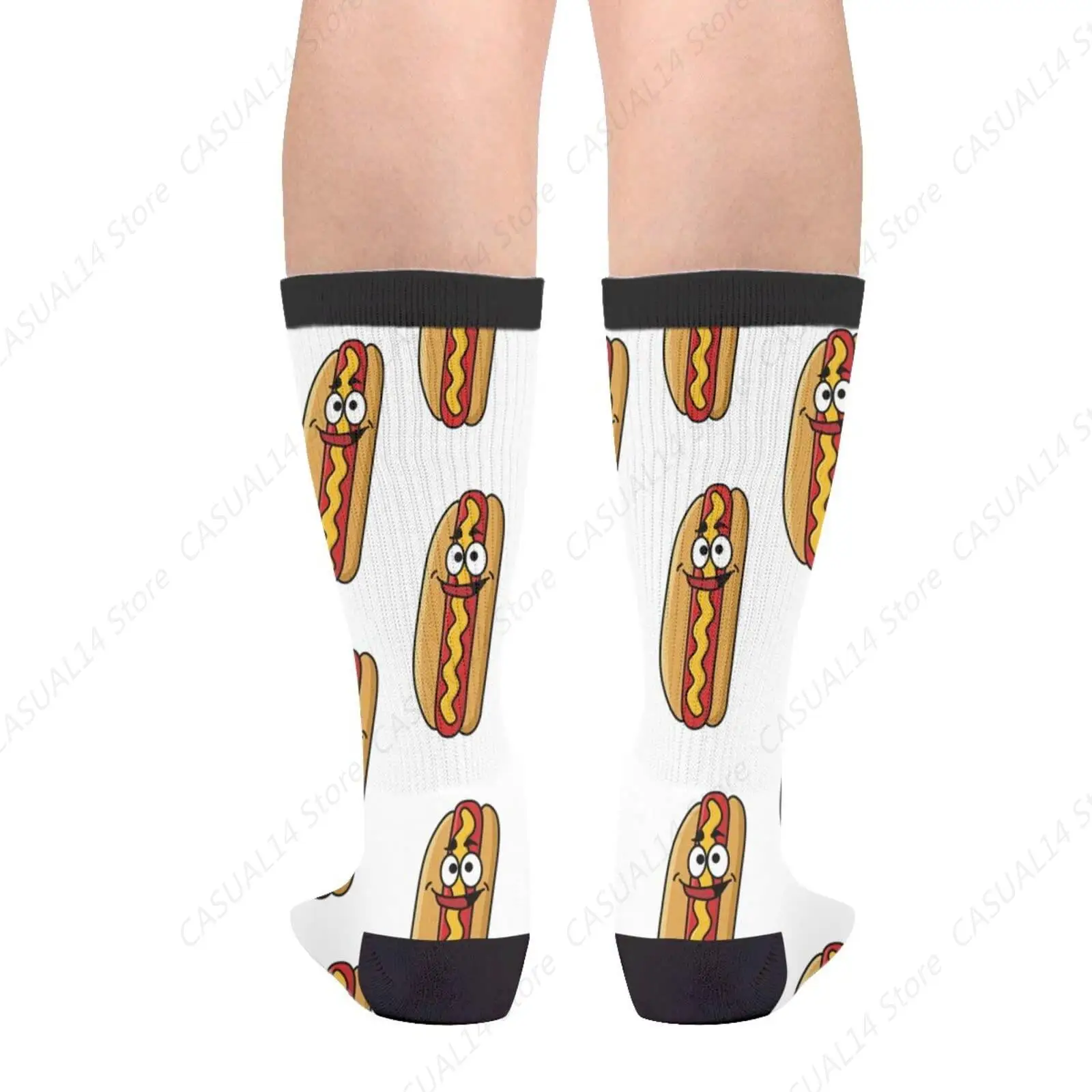 Hot Dog Cartoon Funny Smile Delicious Food Casual Funny Funky Novelty Socks For Men Women
