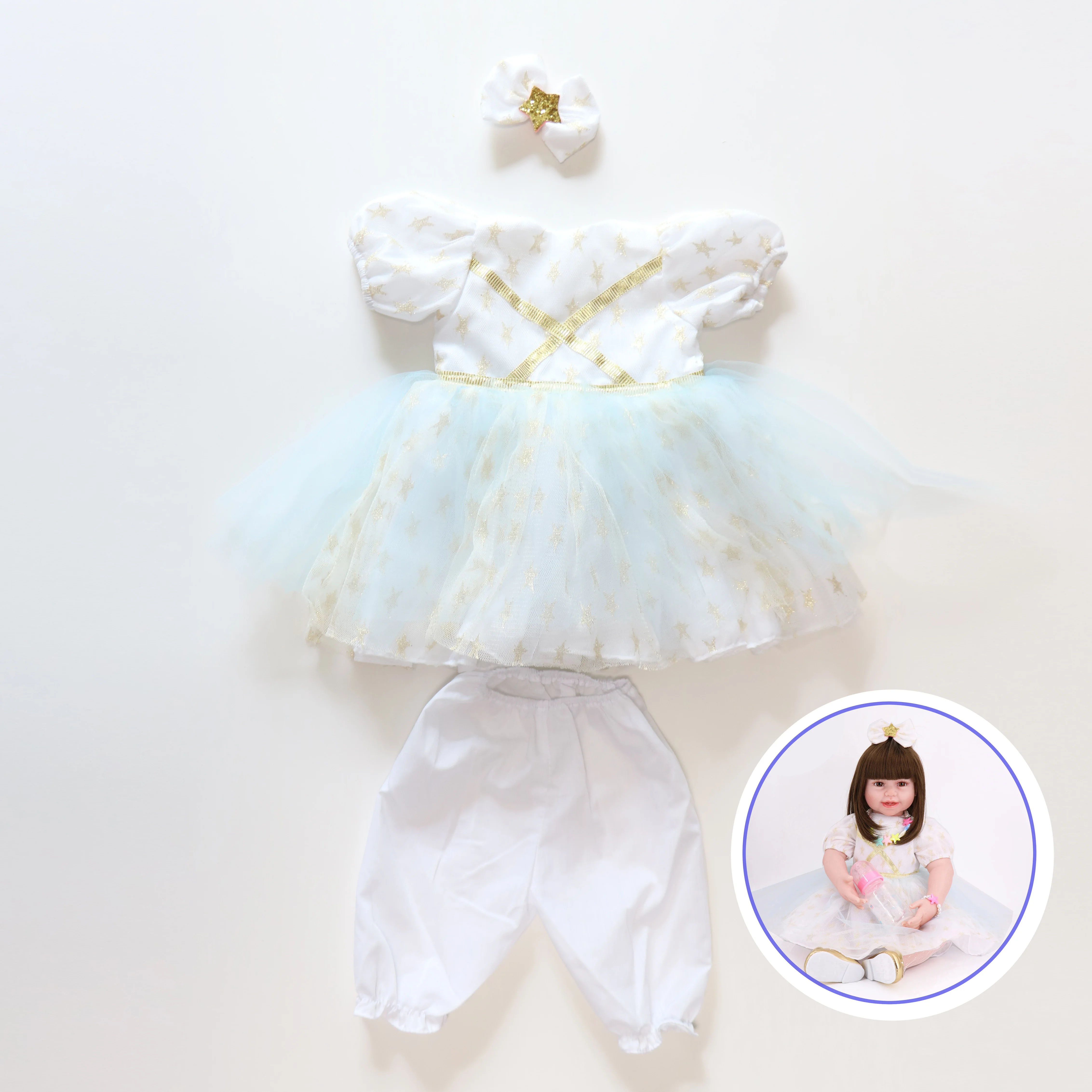 YingHuanMei Reborn Baby Dolls Clothes  Princess dress Outfit Set for 22-24 Inch (CB230415)