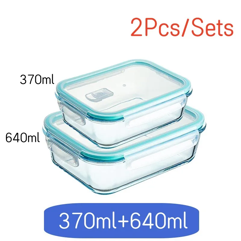 High Borosilicate Glass Lunch Box Sets Rectangle Bento Box Heat-resistant Glass Lunch Box Sealed Box Microwave Oven Heating Bowl