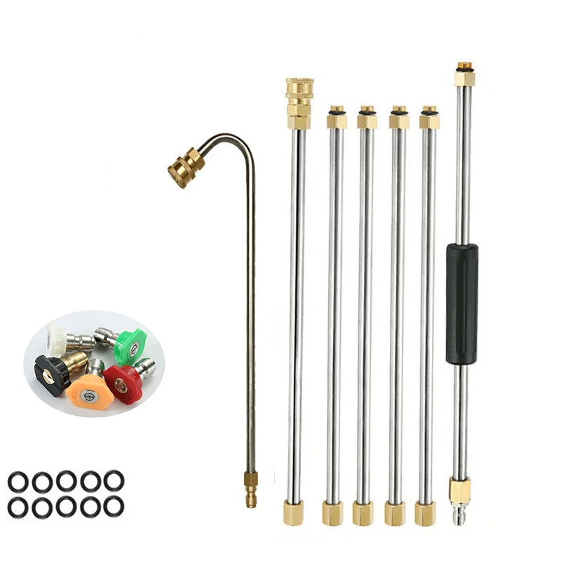 High Pressure Washer Extension Rod 1/4 Inch Connection Nozzles for Roof Gutter Cleaning Tools Connecting Rod