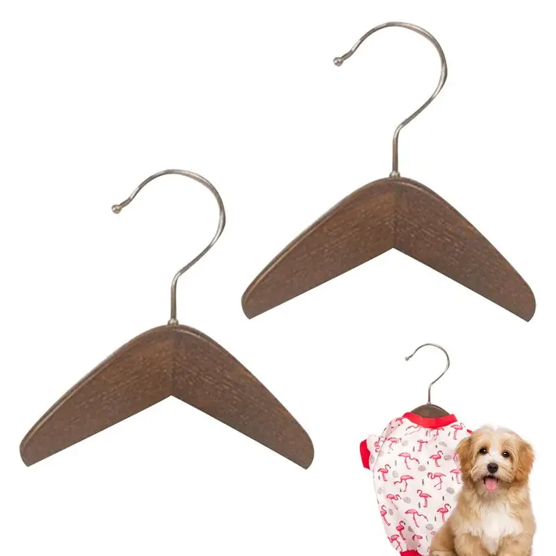 Dog Clothes Pet Hangers Endurable Support Wooden Hangers Endurable Dog Clothes hanger  2 PCS Multifunction pet hanger