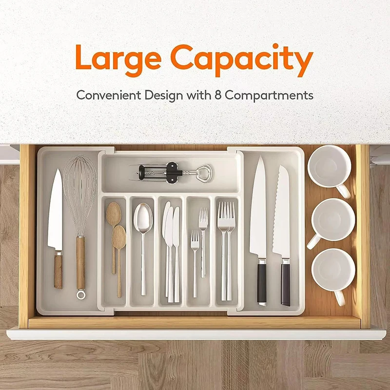 

Expandable Silverware Spoon Organizer Drawer Cutlery Organizer Kitchen Drawer Cover Cutlery Tray Holder